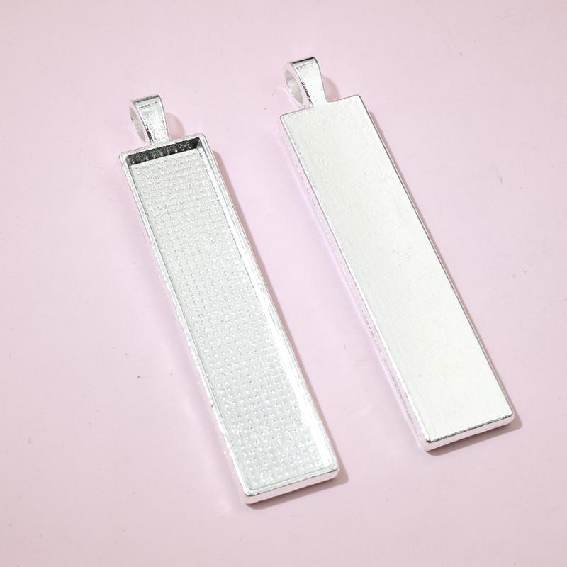 5pcs 10x50mm inner size Rectangle Pendant Cabochon Blank Base Setting Bezel Tray DIY Necklace Jewelry Making Accessories
