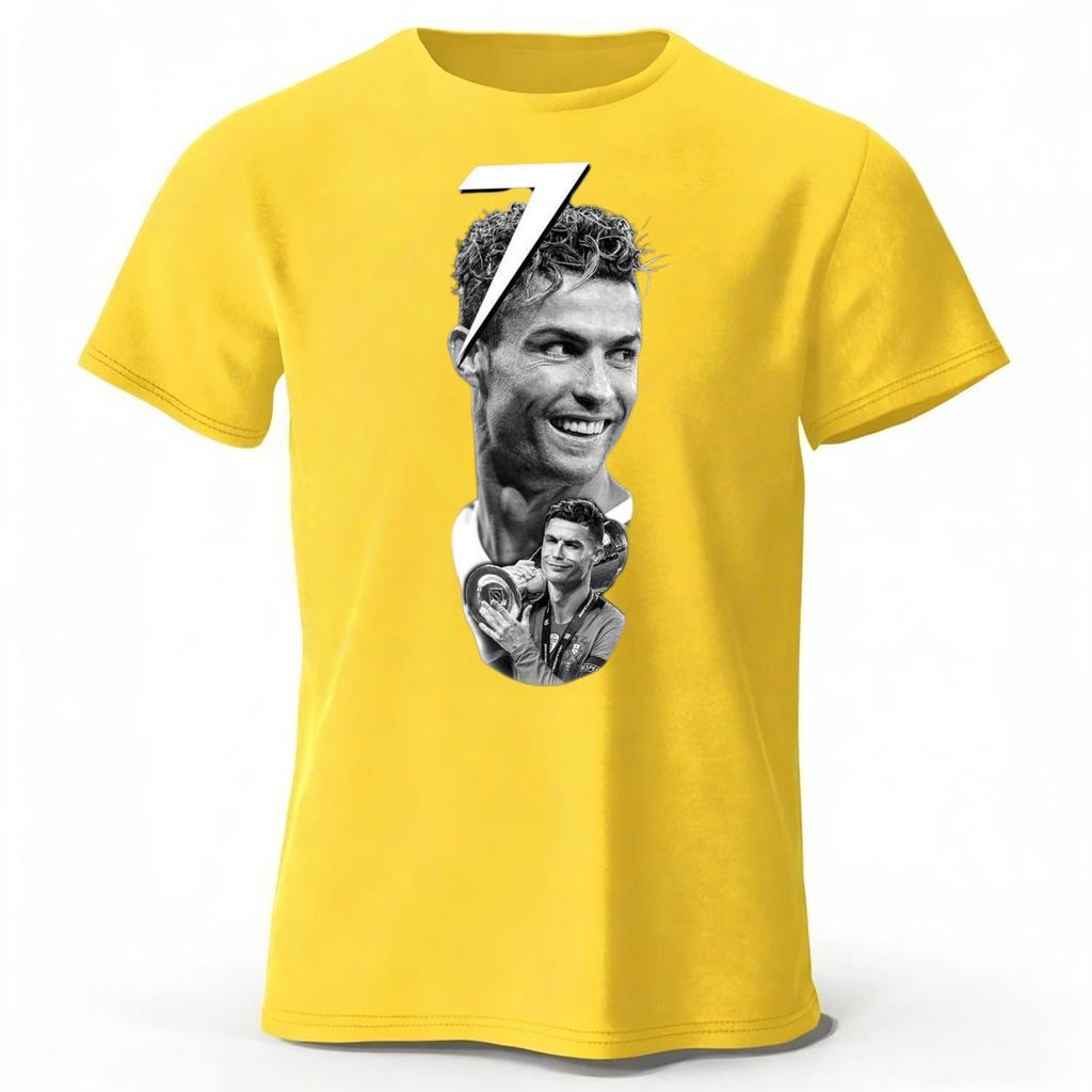 No7 Ronaldo Pure Cotton Short Sleeved Mens Loose Plus Size Fitness Sports Tshirt Womens Casual Fashion Comfortable Soft Top