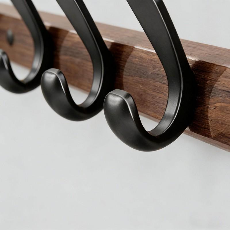 Wall Mounted Coat Hook Rack Entryway Hallway Closet No Drill Installation Heavy Duty Wooden Hanging Organizer