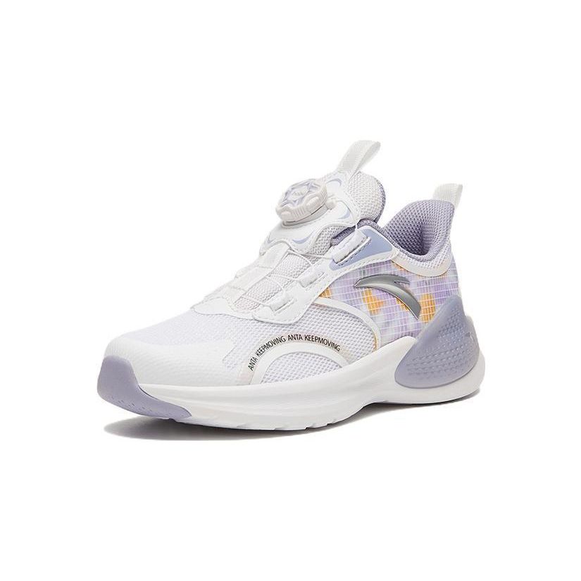 Anta Kids Lightweight Shock Absorbing Low Top Running Shoes Kids sneaker White Purple A322315530H-1
