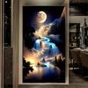 1 Stück, modernes abstraktes Wasserfall-Mond-Ölgemälde Wanddekoration, exquisite Dekoration für Wohnzimmer, Schlafzimmer und Büro,