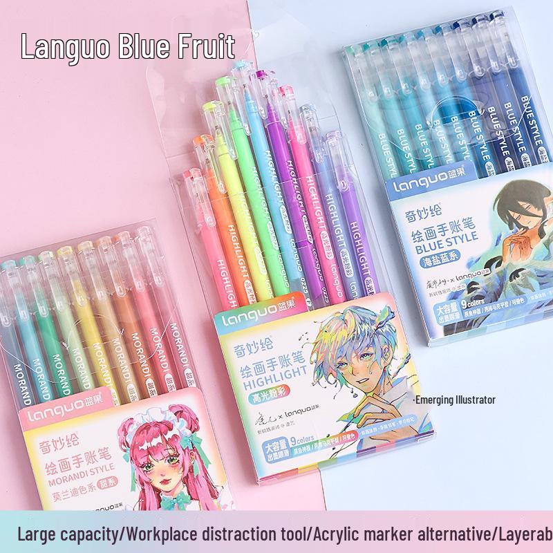 Blue Fruit Morandi 36-Color Gel Pens: Large Capacity Journaling & Drawing Set