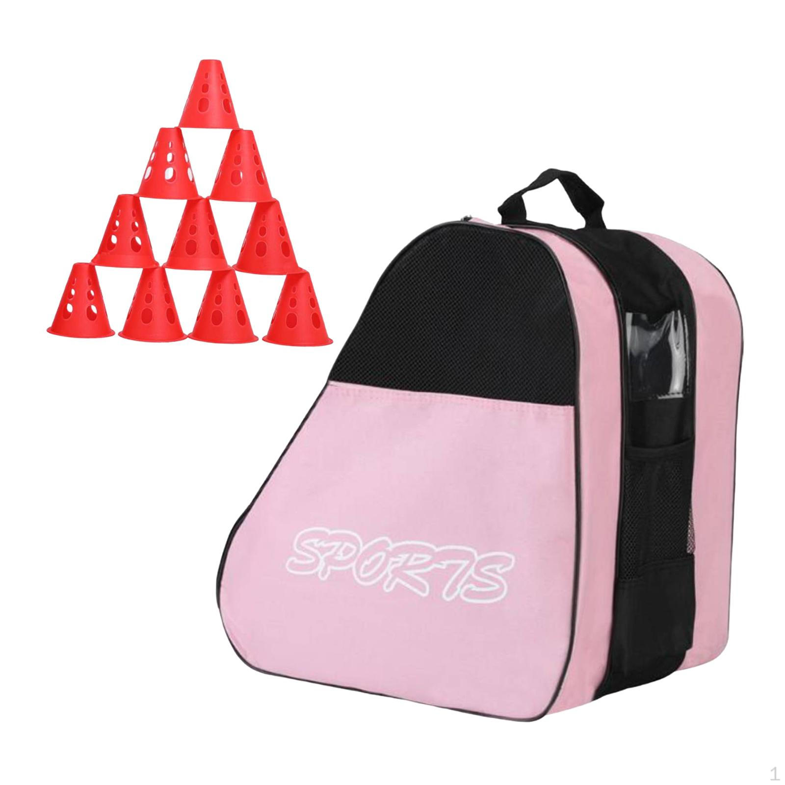 

Сумка для хранения хоккейных коньков с 10 тренировочными конусами для использования на открытом воздухе и Оксфорд розовый