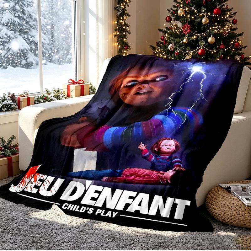 Chucky Pattern Blanket for Home Decoration, Bed, Sofa, Car Travel, Camping, Suitable for All Seasons, Birthday Christmas Gift