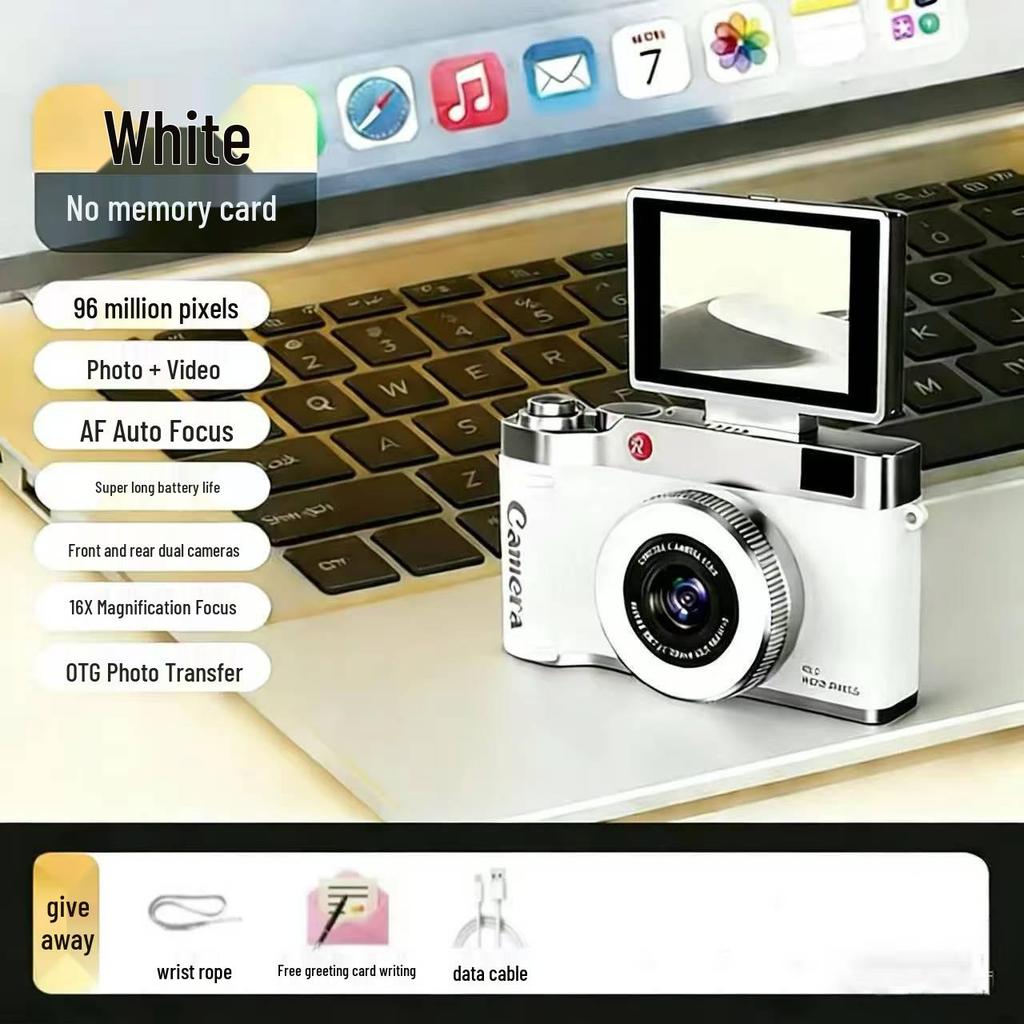 Retro Design Entry-Level HD CCD Digital Camera with Rotating Selfie Screen for Students & Travelers