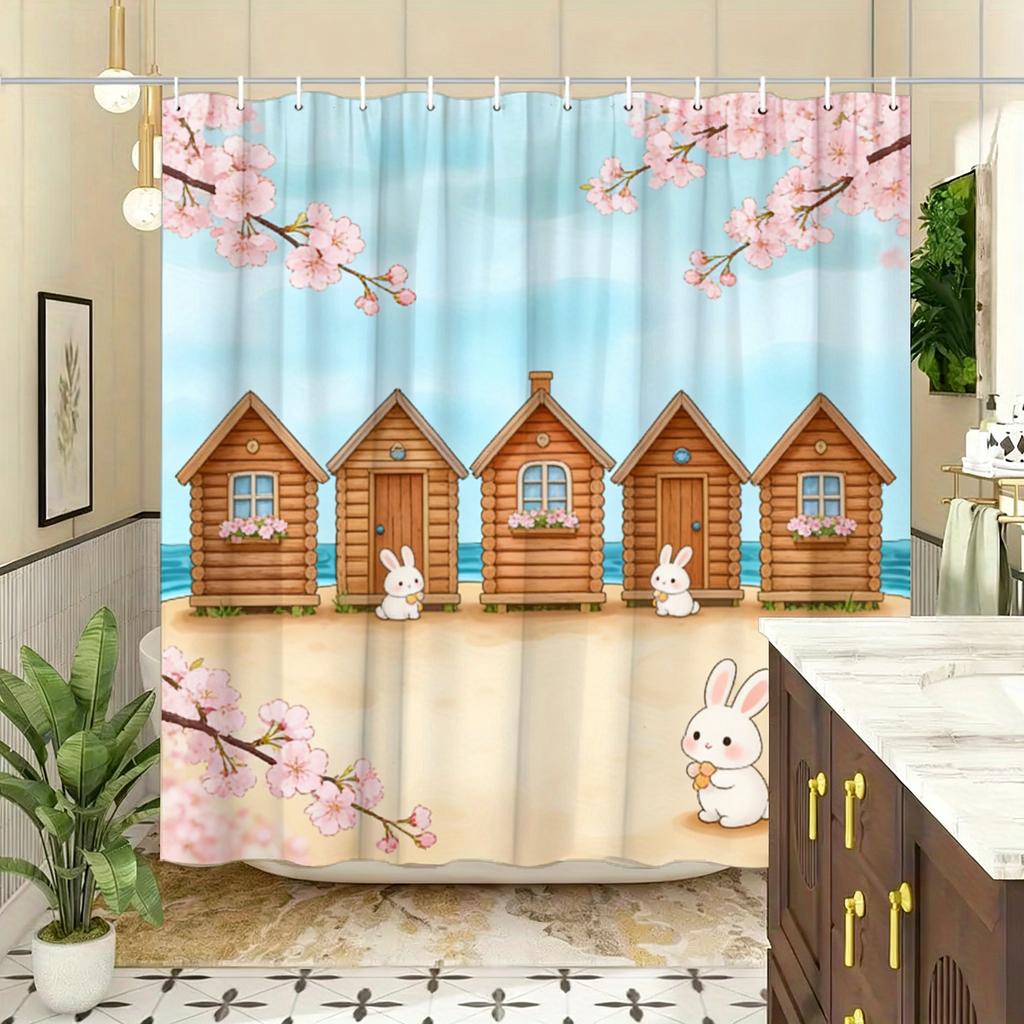 Whimsical Candy House & Gnomes with Lollipops Waterproof Shower Curtain for Bathroom Decor