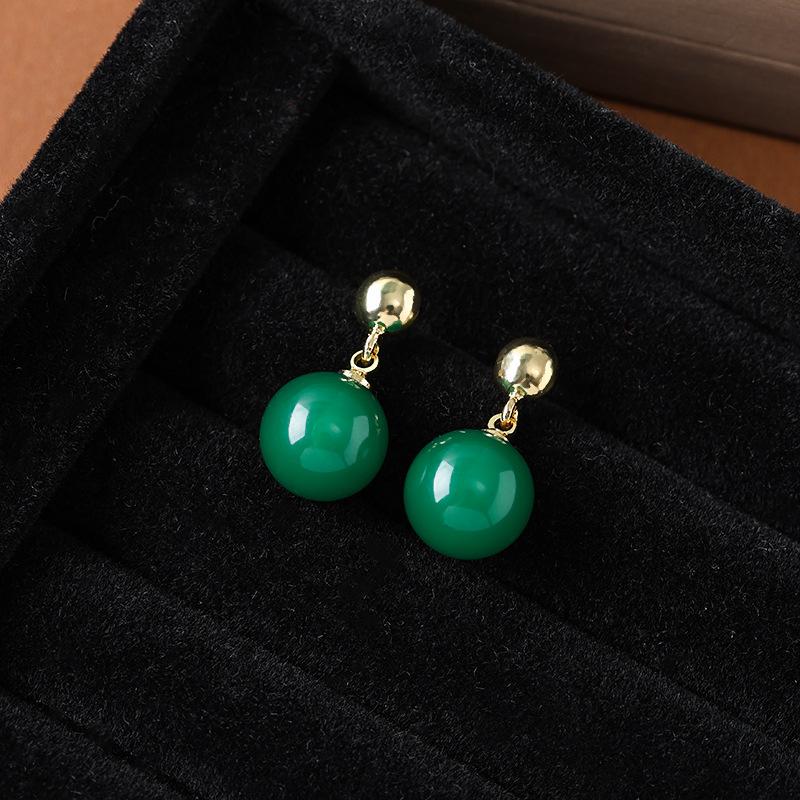 Retro Emerald Earrings Women'S Niche Unique Earrings Earrings Light Luxury Niche High-End Earrings New Chinese Earrings