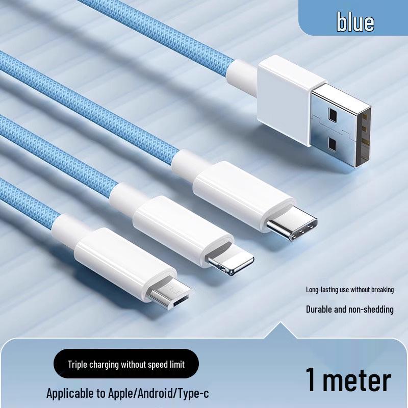 3-in-1 100W Fast Charging Braided Cable - National 3C Certified