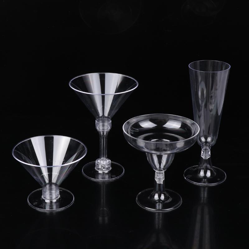 10Pcs Transparent Plastic Wine Glass Recyclable Reusable Shatterproof Wine Goblet For Champagne Dessert Beer Pudding Party