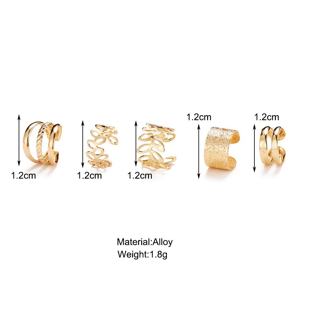 Gold Silver Color Leaves Clip Earring for Women Men Creative Simple C Ear Cuff Non-Piercing Ear Ear Clip Set Trendy Jewelry Gift