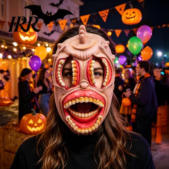 Comfortable Halloween Mask Horror Mask, with Hollow Realistic Fangs, Lightweight Breathable Unique Party PU Foam Grimace for Cosplay Costume Props