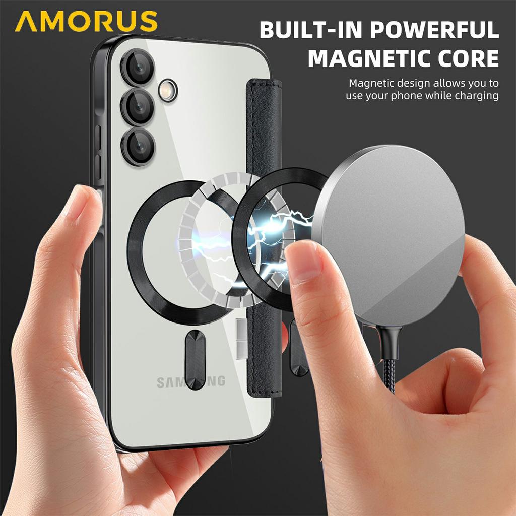 For Samsung Galaxy A15 4G/5G Case Compatible with MagSafe RFID Blocking Card Holder Leather Phone Cover