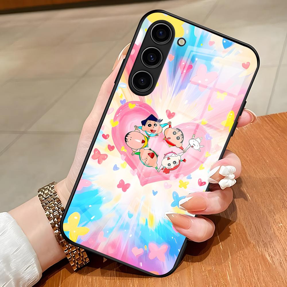 C-Crayon Cartoon Shin Chan Phone Case For Samsung S26 S25 Edge Ultra S23 S22 S21 S20 Ultra Plus S24 Fe A54 A53 A25 Glass Cover