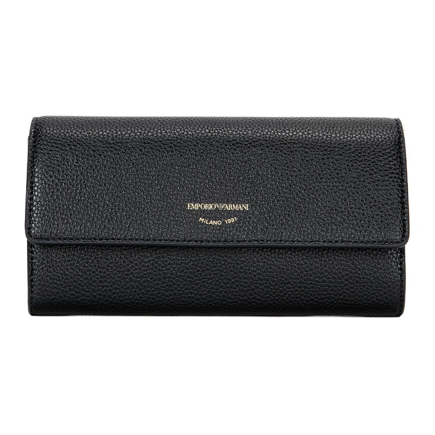 Emporio Armani Simple Fashionable Daily Commuting Versatile PU Wallet Small Women Wallet Black EW000542-AF11953-25F-UC001 Black,Small