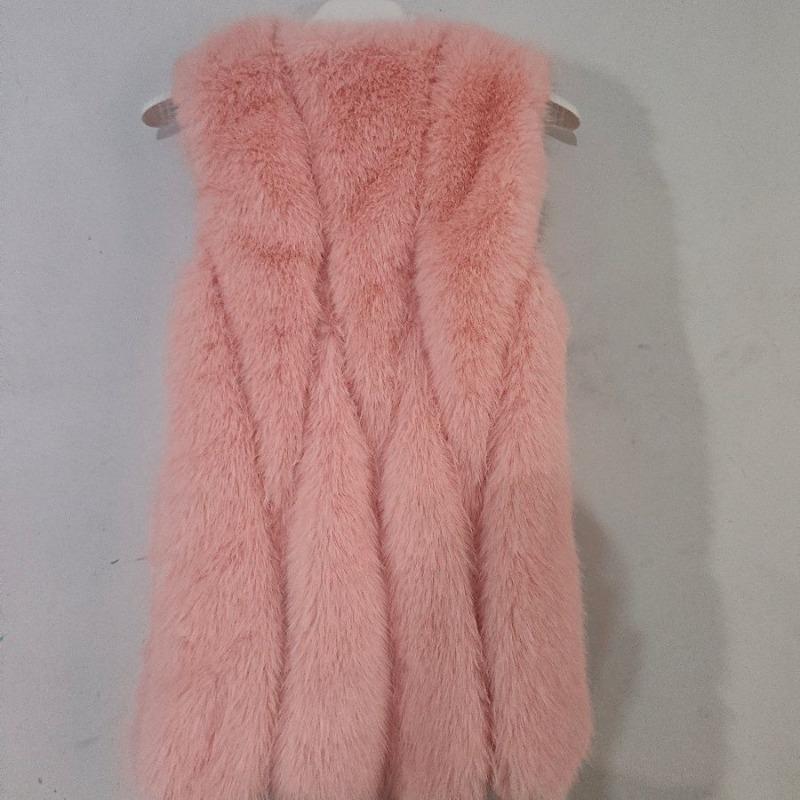 

Осень и зима, новый женский жилет из искусственного меха с каплями воды, средний и длинный, большой размер, тонкий жилет из искусственного меха лисы 3XL розовый