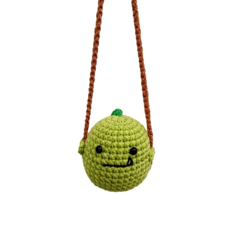 Crochet Animal Pattern Pendant Car Rearview Mirror Knitted Hanging Ornament Interior Charm Decoration Gift for Women Men