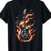 Flaming Electric Guitar Graphic Unisex's T-Shirt Breathable Cotton Round Neck Casual Tee