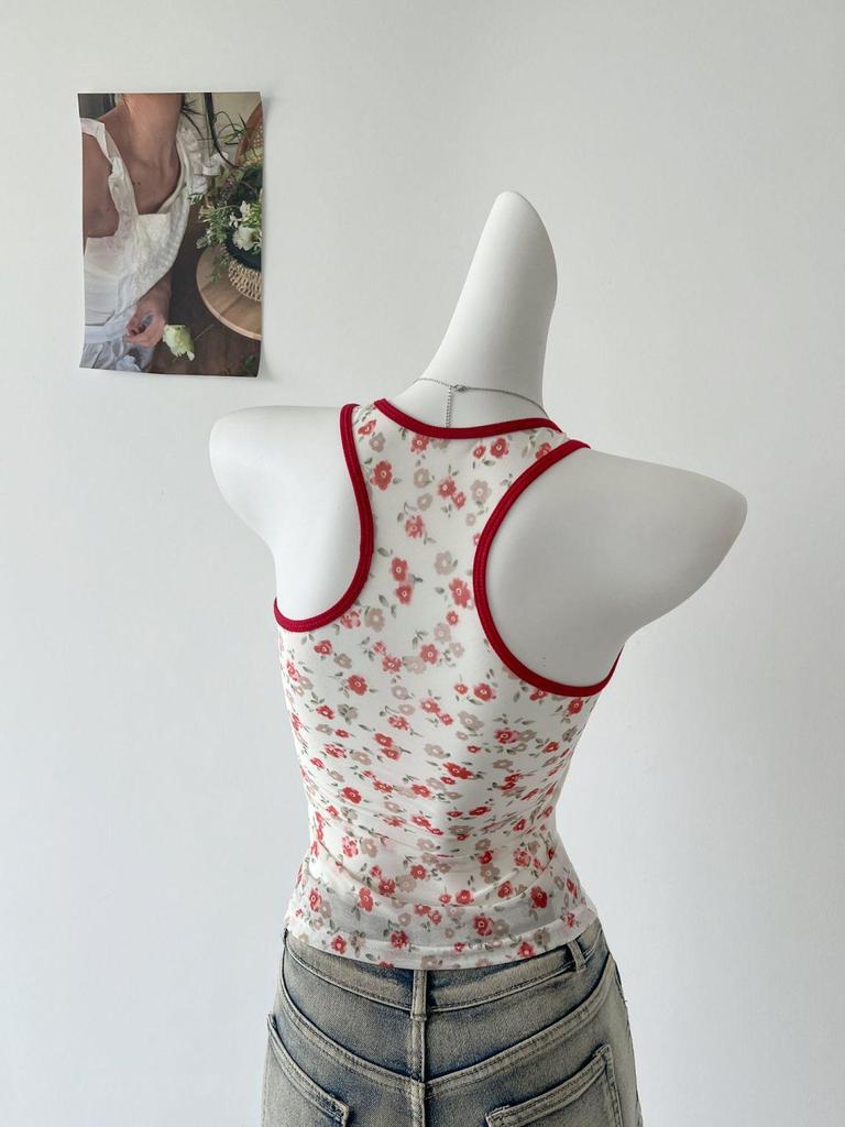 Damen American Spicy Girl Mesh Tanktop mit Brustpolster - Schlanke Sommerbekleidung