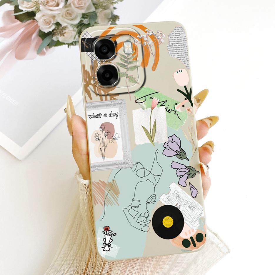 For Oppo A6 4G Case Oppo A6x 5G CPH2783 Pretty Girl Sunflowers Painted Cover Soft Silicone Case For Oppo A6x 4G OppoA6 5G Fundas