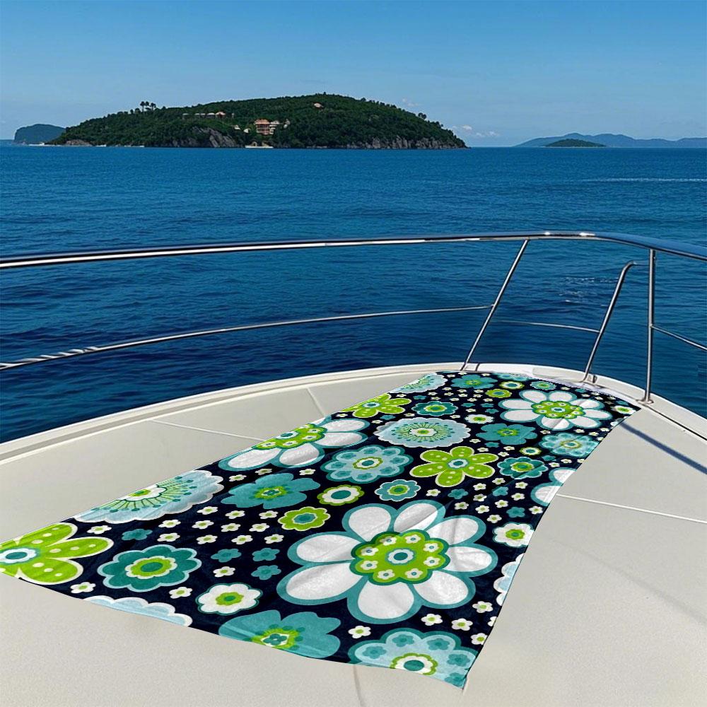 Blue and Green Floral Print Quick Drying Bath Towel Microfiber beach towel light weight swimming camping yoga beach out