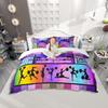 Homewish Girls Gymnastics Lover Duvet Cover Set,Green Pink Sequin Print Bedding Set,Cartoon Princess Print Bed Set