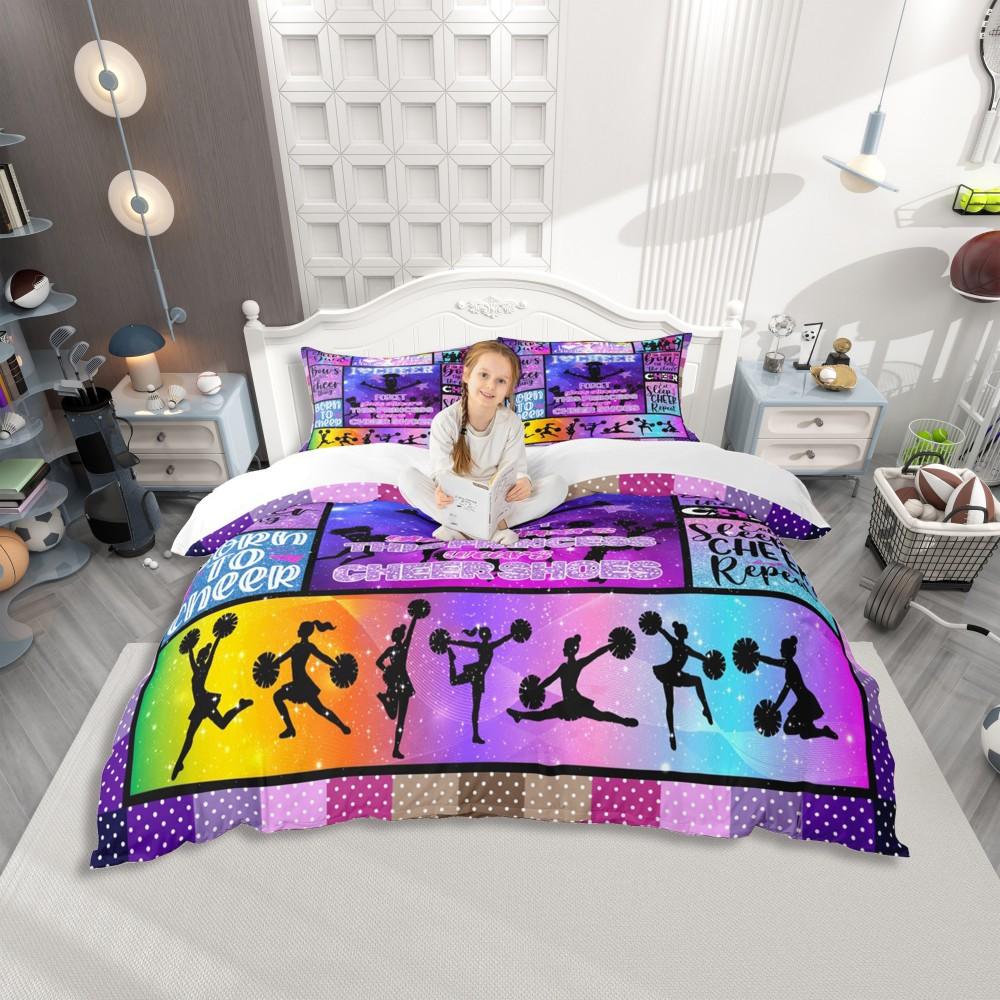 

Homewish Girls Gymnastics Lover Duvet Cover Set,Green Pink Sequin Print Bedding Set,Cartoon Princess Print Bed Set DE XS 100x135cm 2pcs&set