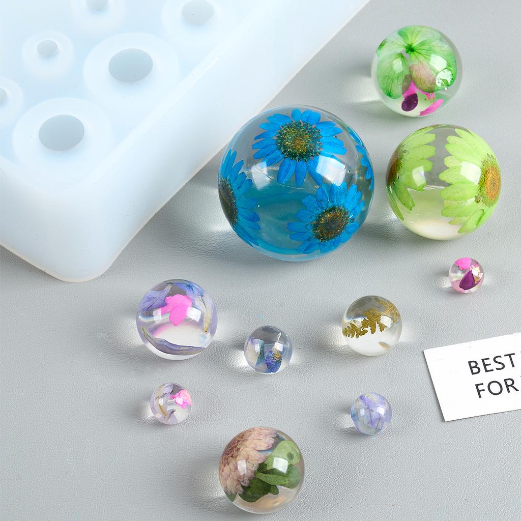 20 Cavity Round Beads Silicone Mold 3D Mixed Size Planet Ball Casting Molds For DIY Resin Jewelry Making Supplies Accessories