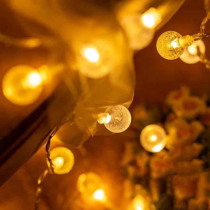 Crystal Ball String Lights USB/Battery Power Romantic Bubble Ball Light String Indoor Garden Party Christmas Festival Decoration