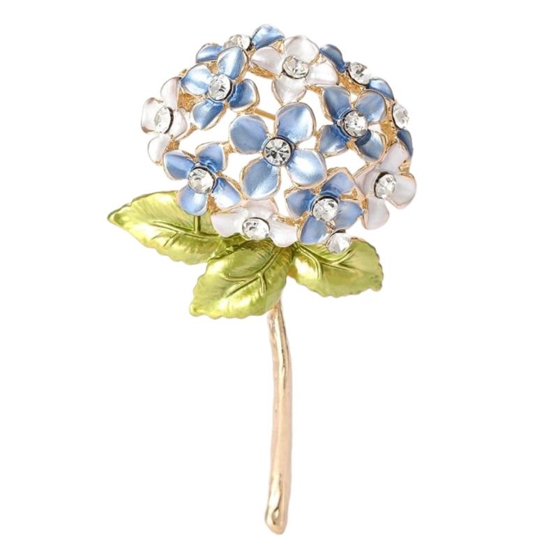 

Enamel Hydrangea Brooches for Women Unisex Trendy Rhinestone Flower Pins Office Party Friend Gifts Jewelry Accessories синий