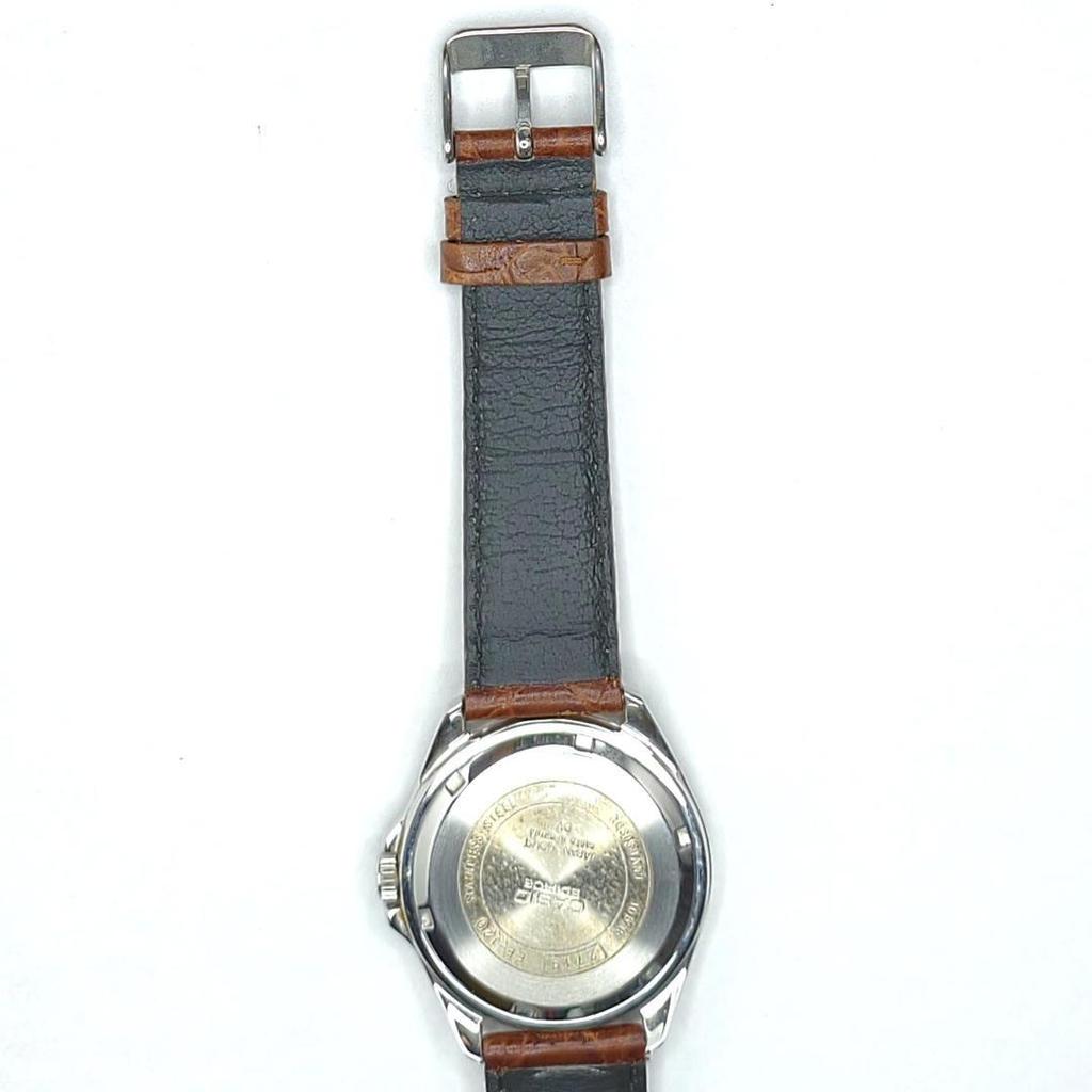 Used CASIO EDIFICE EF-120 Retro Working Condition Leather Strap Beautiful Item