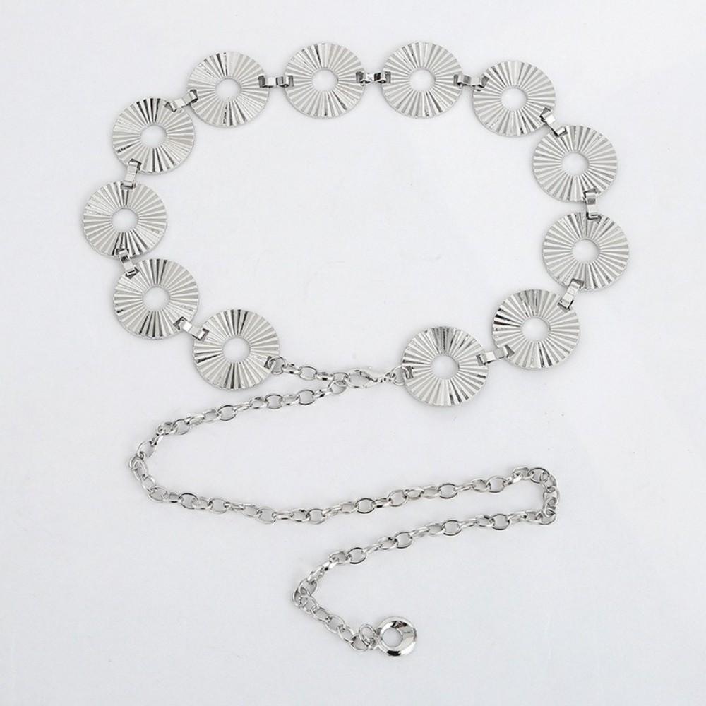Adjustable Circular Belt Gold Silver Chain Waistband Sexy Metal Chain Belt  For Women