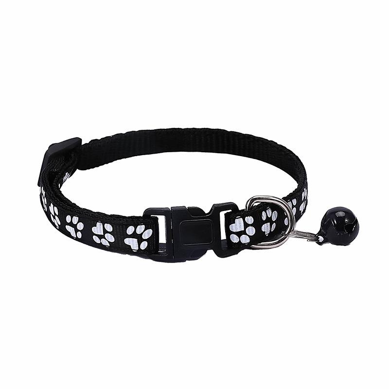Small Cats Dog Collars With Bell Breakaway Adjustable Dog Puppy Bling Paw Prints