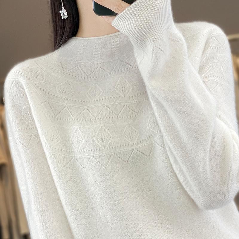 Women's Cashmere Sweater Qinghe Cashmere 30% Cashmere 70% Wool Women's Autumn and Winter Cashmere Pullover Soft and Warm