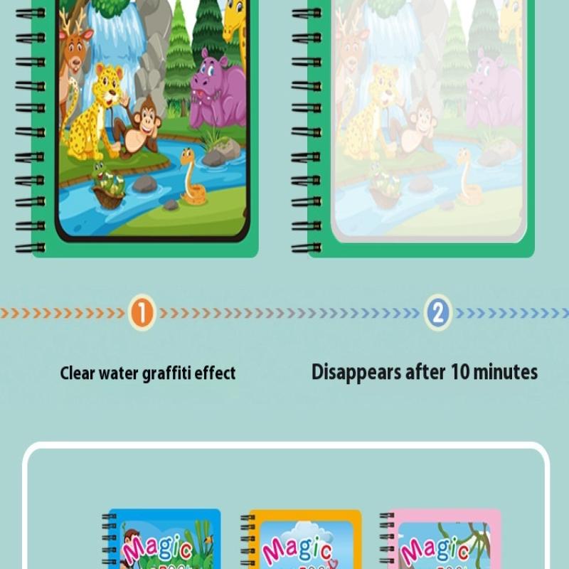 1 Libro+1 Penna Libro da Colorare Riutilizzabile Libro da Dipingere con l'Acqua Sensoriale Educazione Precoce Puzzle Giocattoli da Disegno