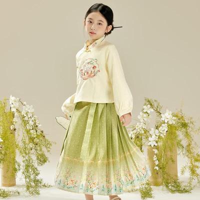 Little Tiger Patty Girls' Embroidered Hanfu Skirt Set