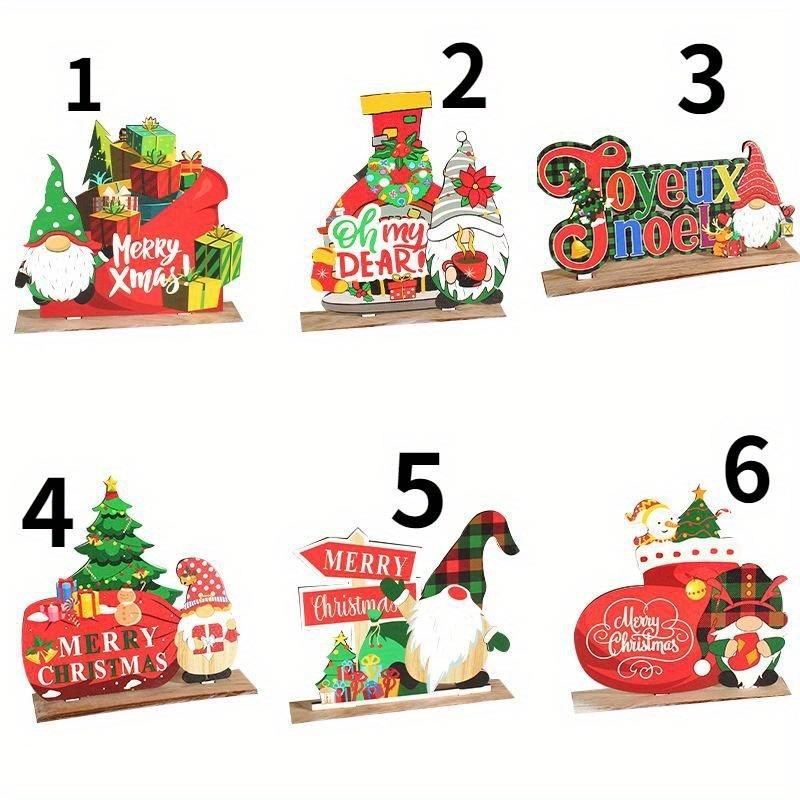 1Pc Creative Wooden Christmas Decorations DIY Wooden Crafts for Christmas Tabletop Decorations for New Year Gifts