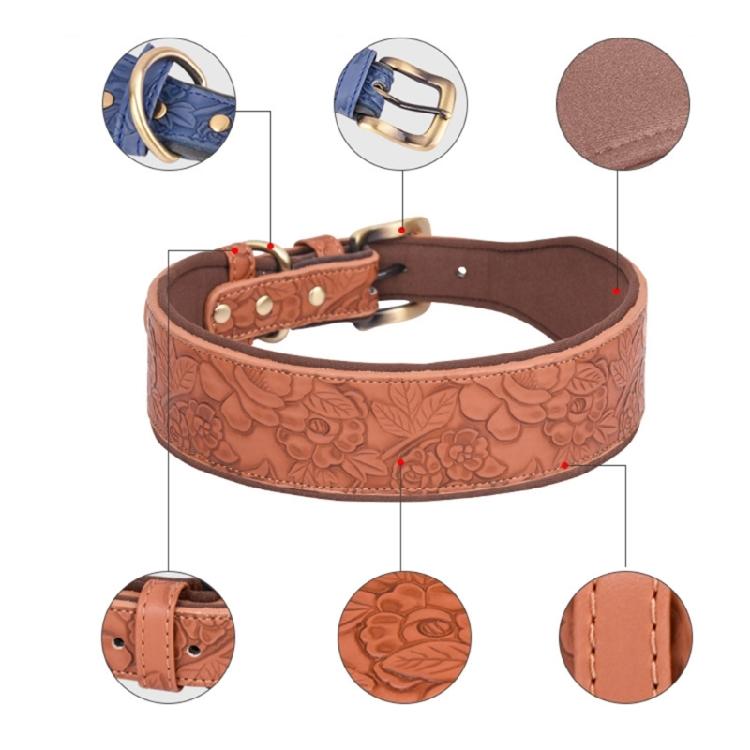 Leather Collar Wide Dog Collars Comfortable Padded Collar for Medium Small Dogs