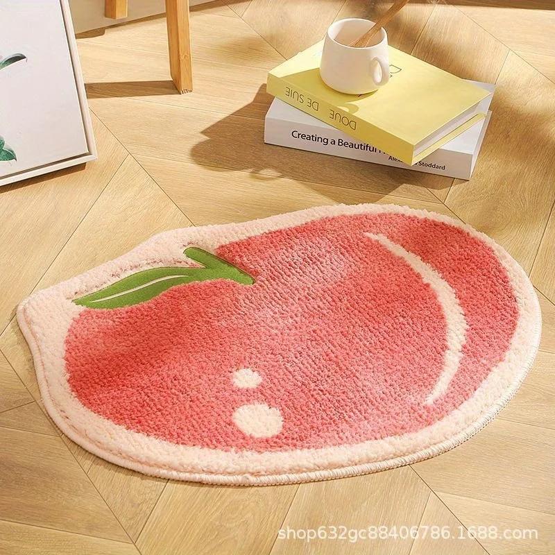 Wool Fruit Shaped Bath Rug Non Slip Restroom Mat Gentle Decorative Floor Carpet designed for Bedside Living Room Nursery