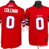 Mens American Rugby Jersey Coleman 0 Red Embroidered Team Uniform Classic Fit