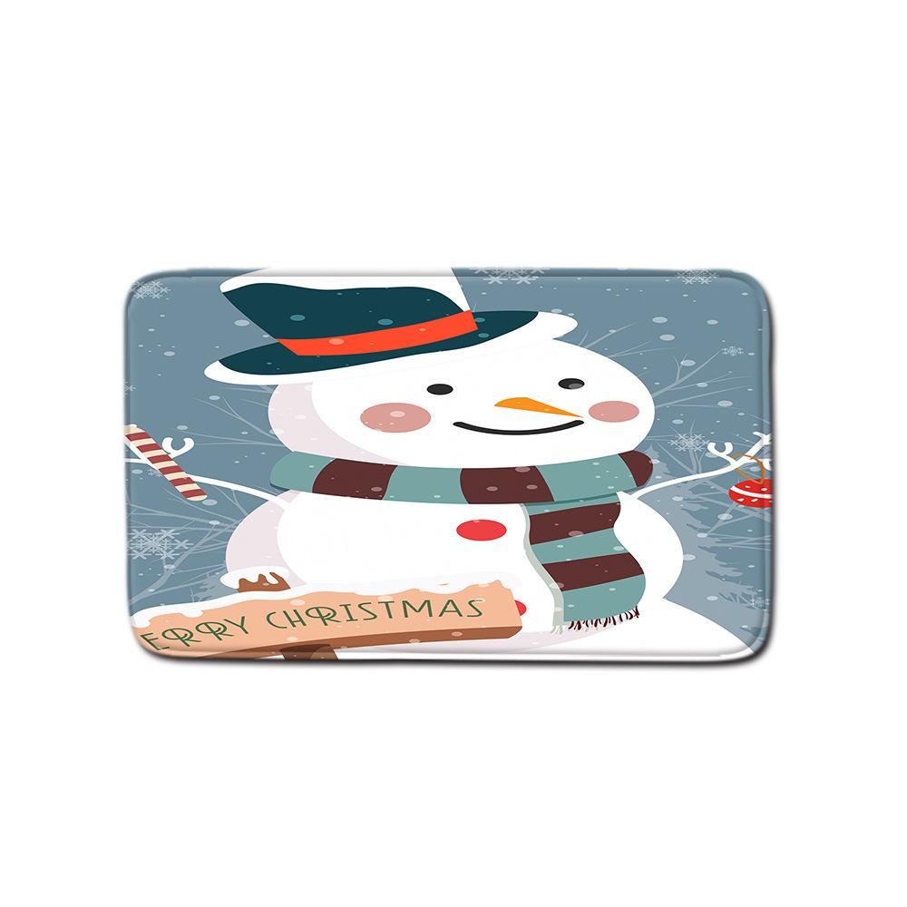 Christmas Home Door Mat Bathroom Toilet Shower Curtain Four-Piece Floor Mat Bedroom Absorbent Carpet