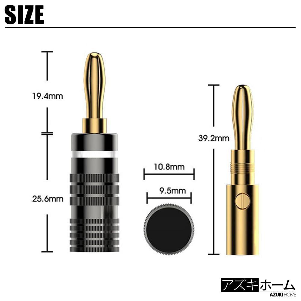 Banánky pozlacené 24karátovým zlatem pro audio, konektory pro reproduktorové kabely 12AWG až 18AWG, sada 12 kusů, se šroubovákem