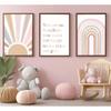 3 Pcs Boho Nursery Canvas Wall Art Pink Sweet Rainbow You Are My Sunshine Painting Pictures Wall Decor Poster Print Artwork For Kids Room Girls