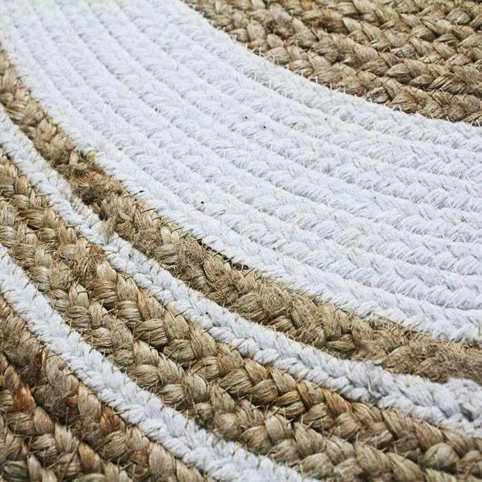 Round Jute and Cotton Rug White Circle Diam.90