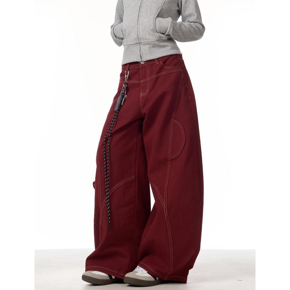 

Женские весенне-осенние джинсы свободного кроя с дизайном мачете, с высокой посадкой, с эффектом потертости S