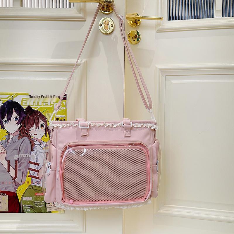 Kawaii Bowknot Itabag Tote - Sweet JK Girl Anime Transparent Badge Carrier