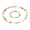 Stone Heart Bead Necklace & Gold Bead Bracelet Set