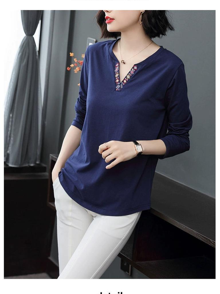 Koszulka damska z długim rękawem w stylu koreańskim, podkoszulka, warstwa bazowa, top, strój dla mamy w średnim wieku, temperamentny, dopasowany krój, modny