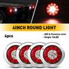 4X 4inch White Round Red 16LED Truck Brake Trailer Stop Turn Signal Tail Lights