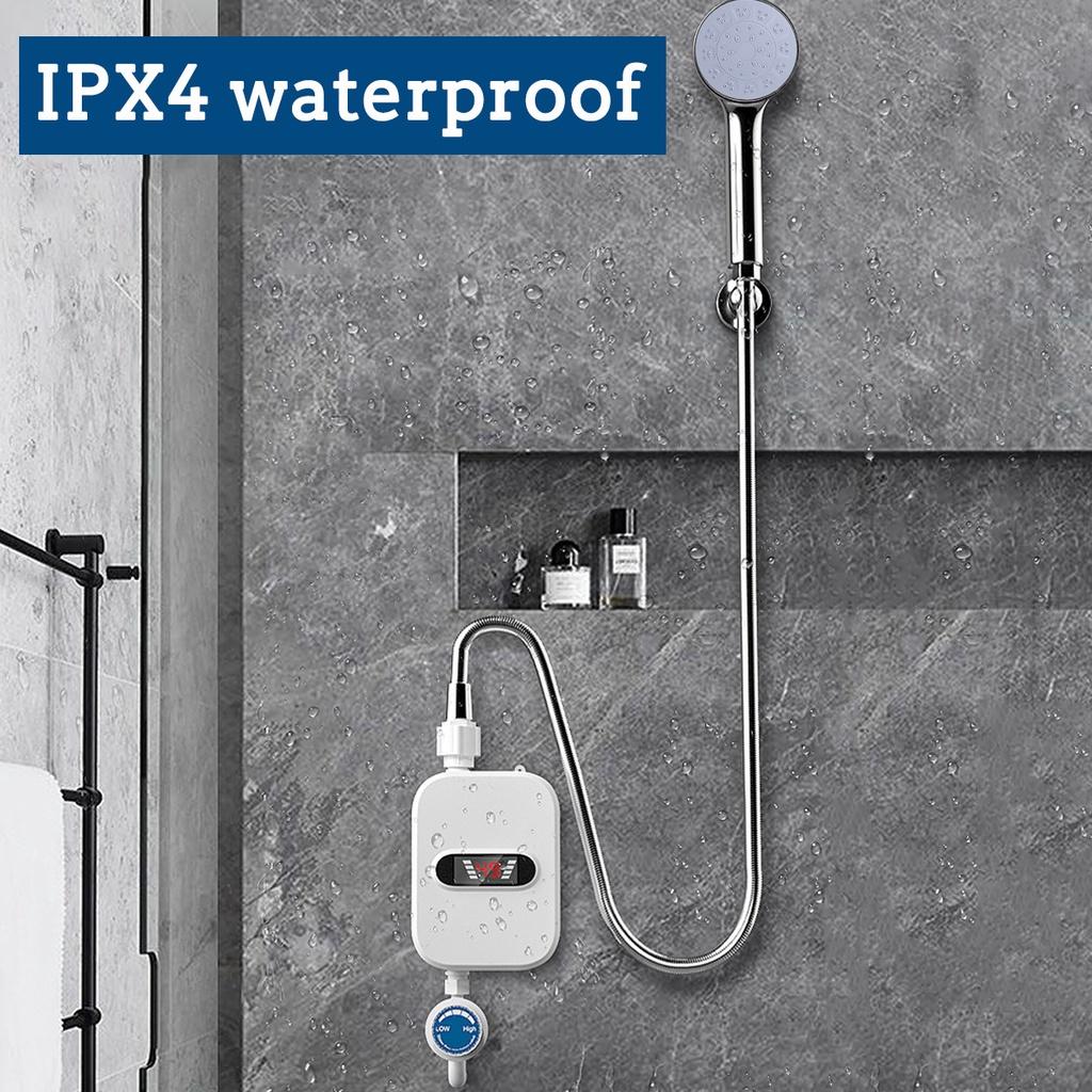 3500W 220V/110V Mini Shower Water Heater Wall Mounted Instant Electric Water Heater Digital Display for Kitchen Bathroom