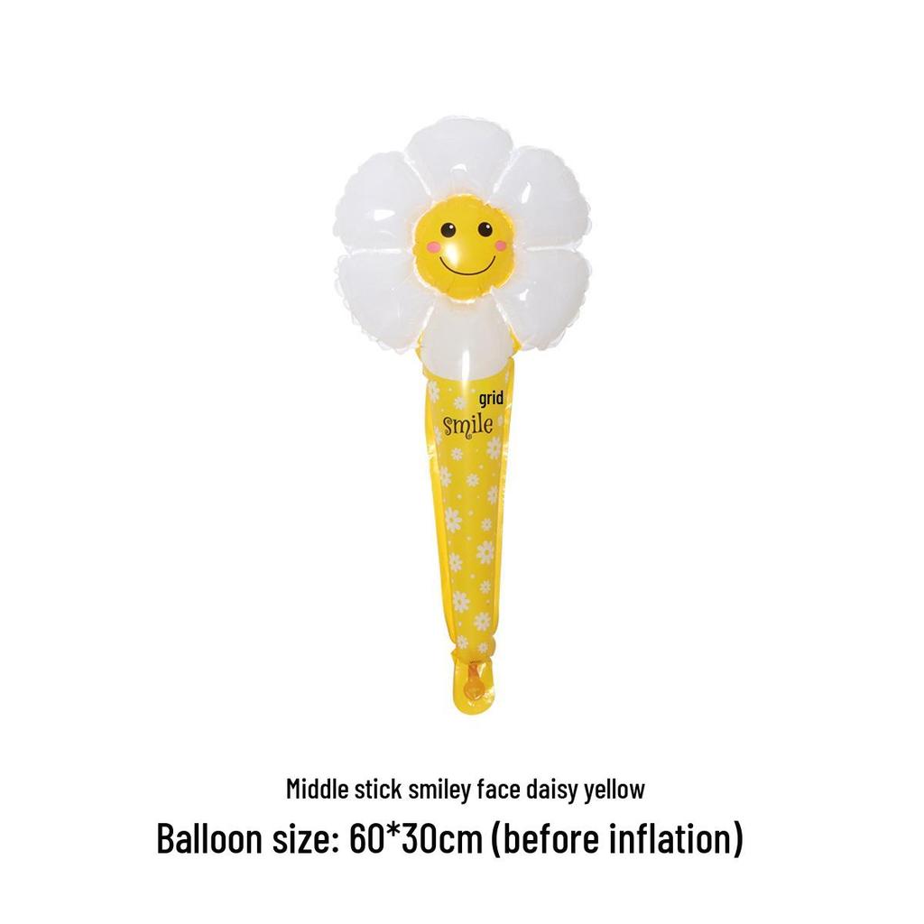 Daisy & Yellow Smiley Face Foil Balloons - Flower Photo Props for Birthday Decor
